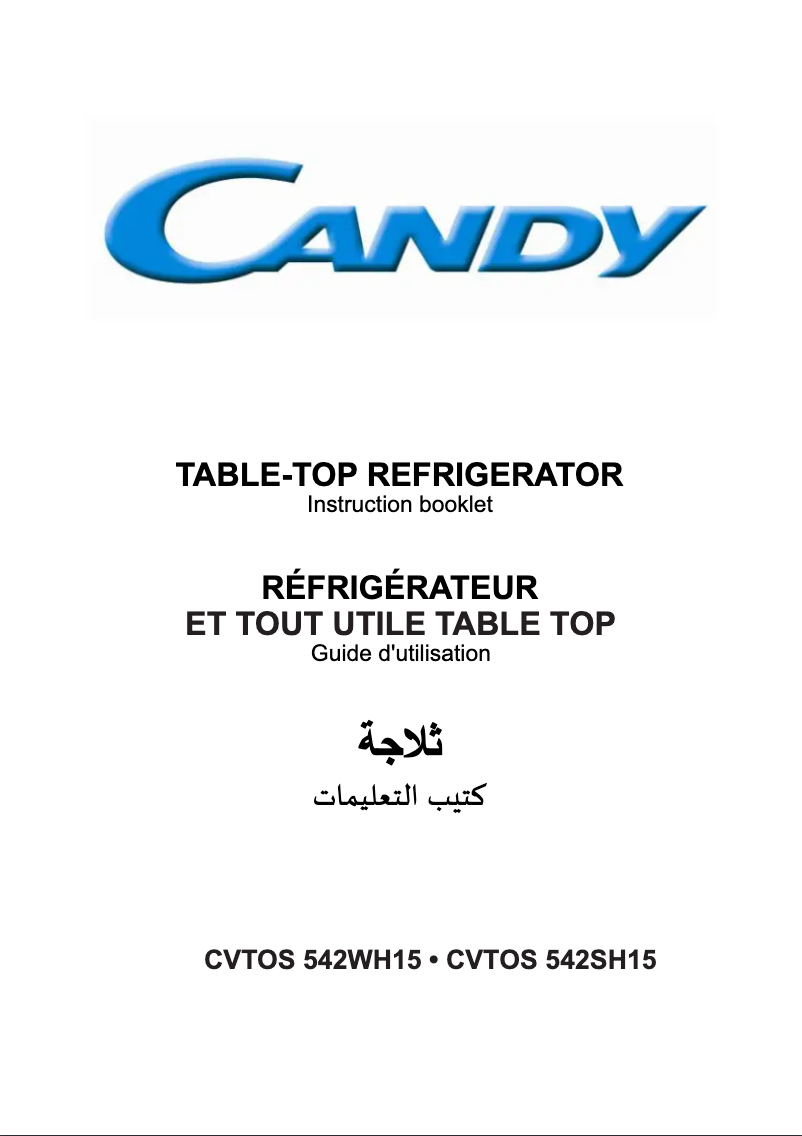Page n°1 - Manuel utilisateur Candy CVTOS 542WH15