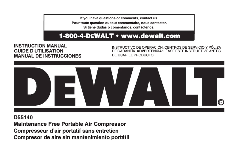 Page n°1 - Manuel utilisateur DeWalt D55140
