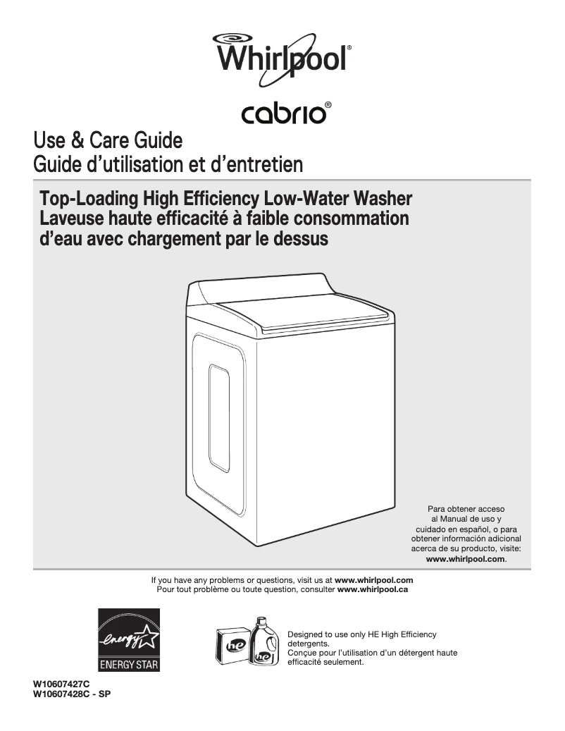 Page n°1 - Manuel d'utilisation et d'entretien Whirlpool WTW8500D