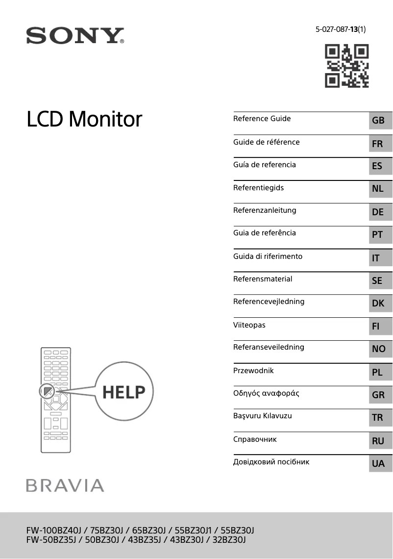 Page 1 de la notice Manuel utilisateur Sony FW-75BZ30J