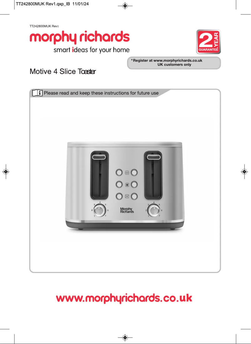 Page 1 de la notice Manuel utilisateur Morphy Richards Motive 242802