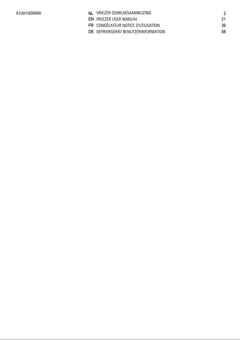 Page 1 de la notice Manuel utilisateur AEG A72010GNW0