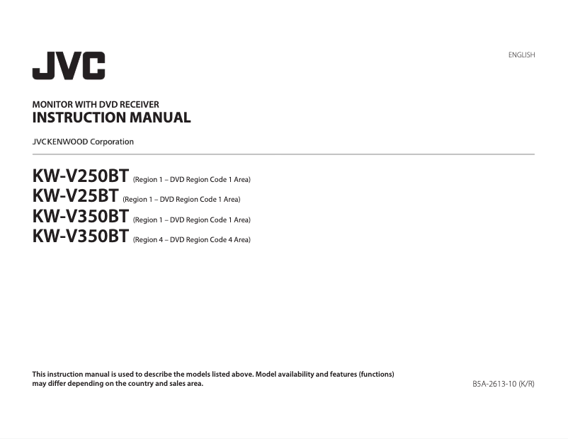 Page n°1 - Manuel utilisateur JVC KW-V25BT