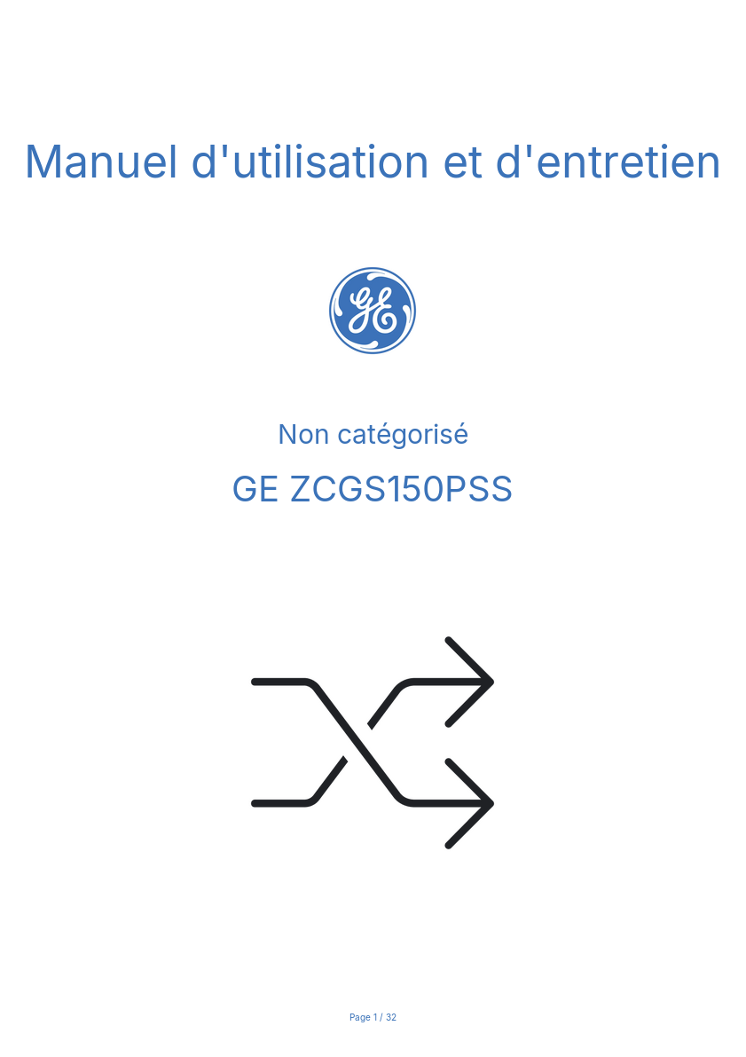 Page n°1 - Manuel d'utilisation et d'entretien GE ZCGS150PSS