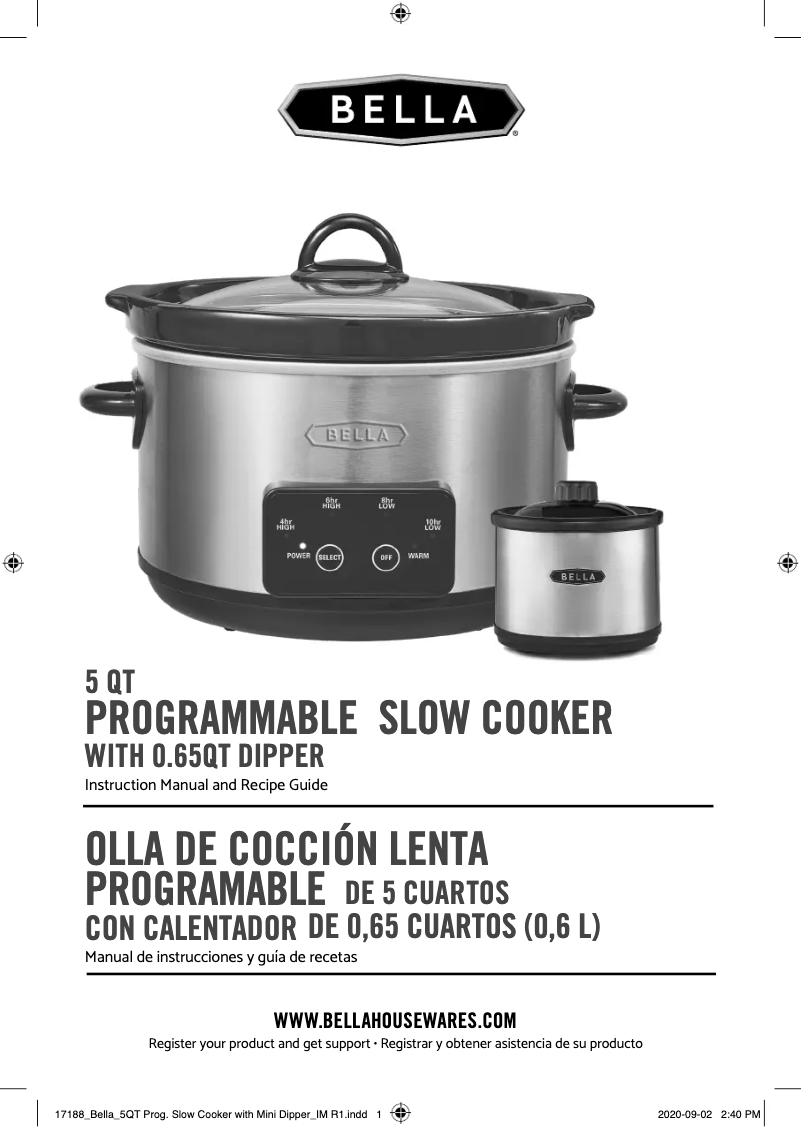 Image de la première page du manuel de l'appareil 5qt Programmable Slow Cooker with Dipper