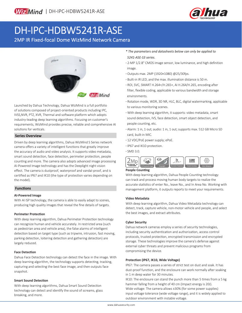 Image de la première page du manuel de l'appareil IPC-HDBW5241R-ASE