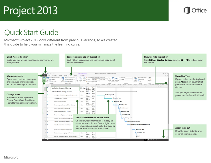 Page n°1 - Manuel utilisateur Microsoft Project 2013