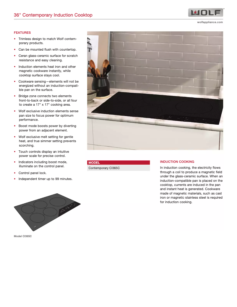 Page 1 de la notice Fiche technique Wolf CI365C/B