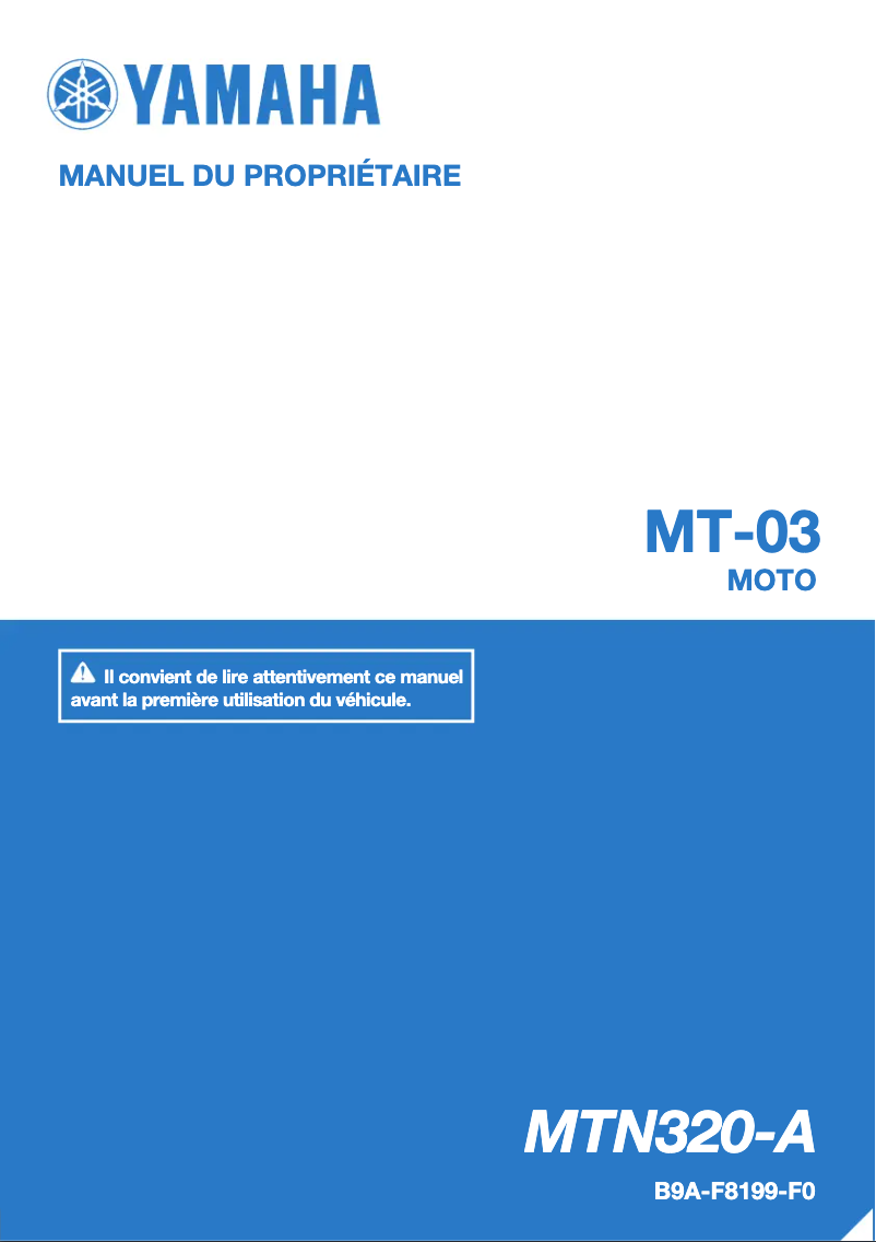 Page 1 de la notice Manuel utilisateur Yamaha MT-03 (2018)