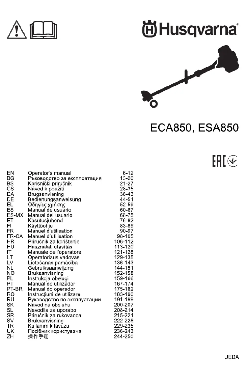 Page n°1 - Manuel utilisateur Husqvarna EC850
