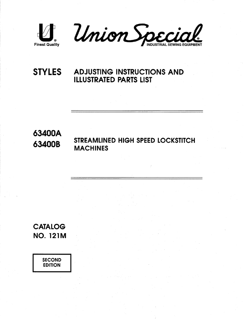 Page n°1 - Manuel utilisateur Union Special 63400A
