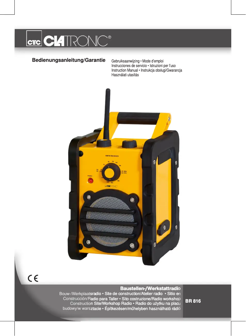 Page 1 de la notice Manuel utilisateur Clatronic BR 816