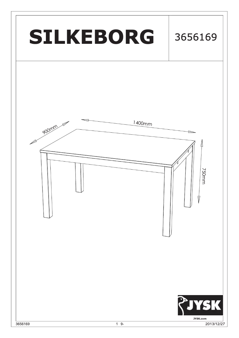 Page 1 de la notice Manuel utilisateur JYSK Silkeborg (90x140x75)