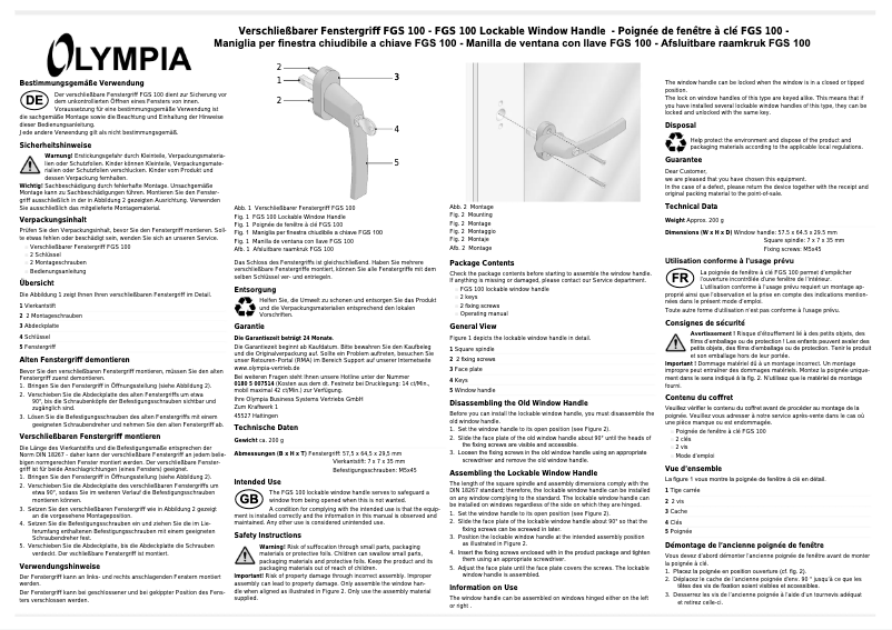 Page n°1 - Manuel utilisateur Olympia FGS 100