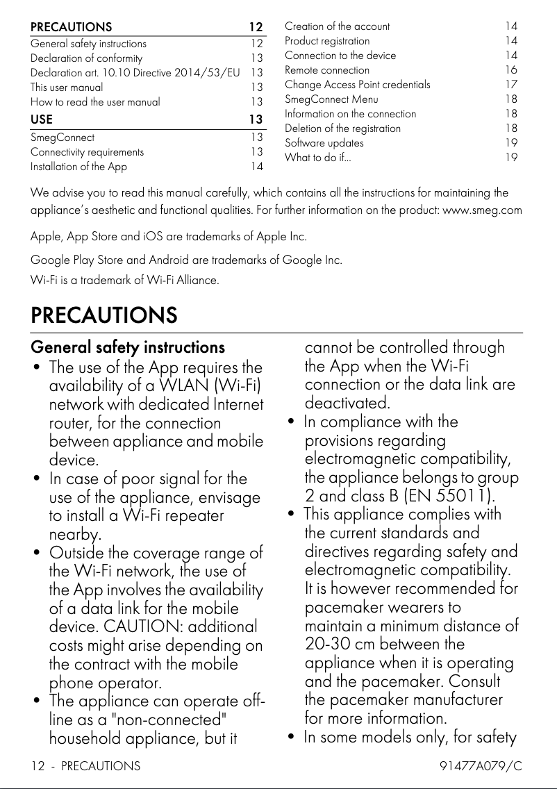 Page 1 de la notice Manuel utilisateur Smeg SOA6606WAPNR
