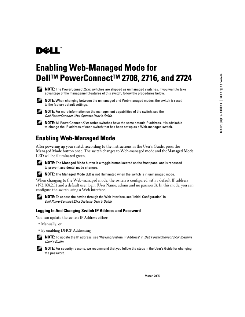 Page n°1 - Manuel utilisateur Dell PowerConnect 2748