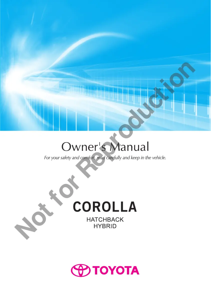 Image de la première page du manuel de l'appareil Corolla hatchback hybrid (2017)