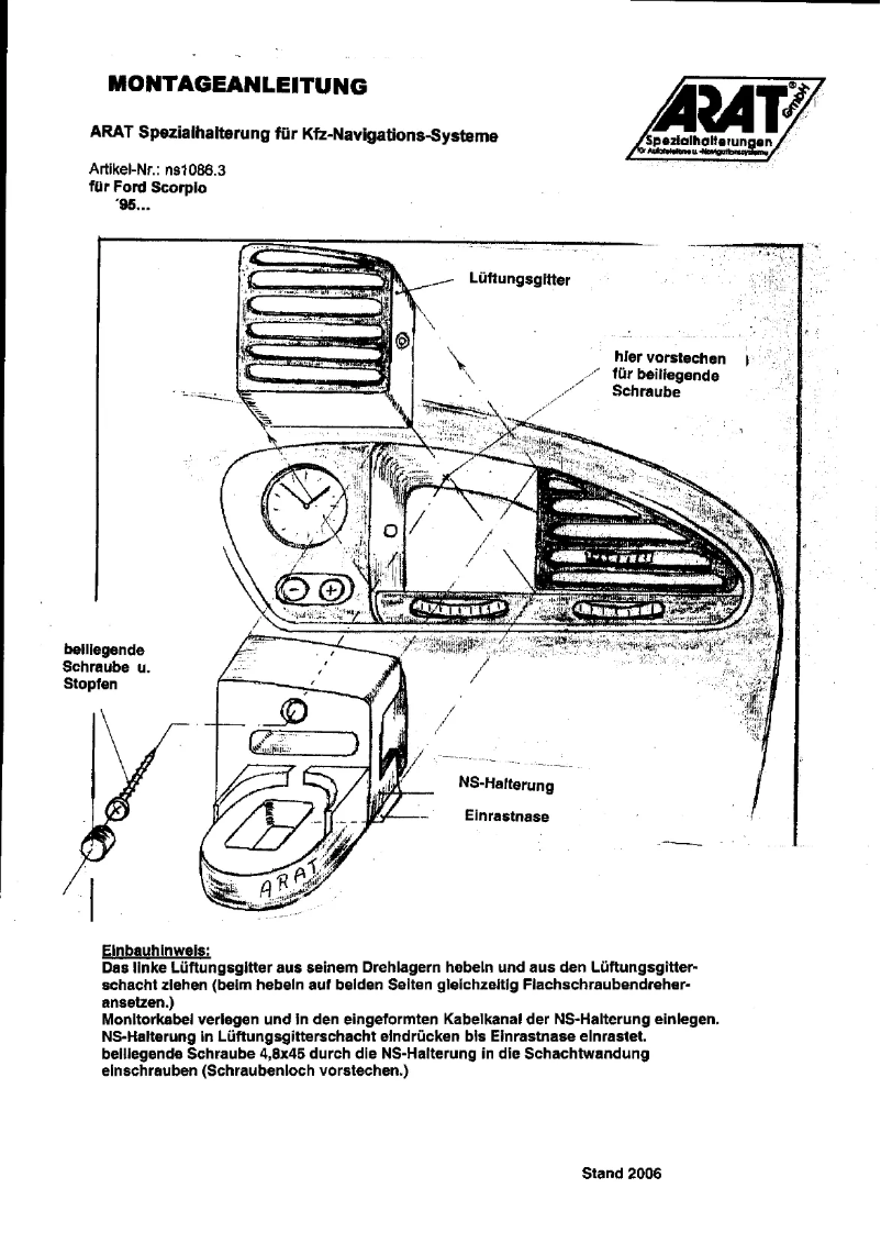 Page n°1 - Manuel utilisateur Arat NS1086.3
