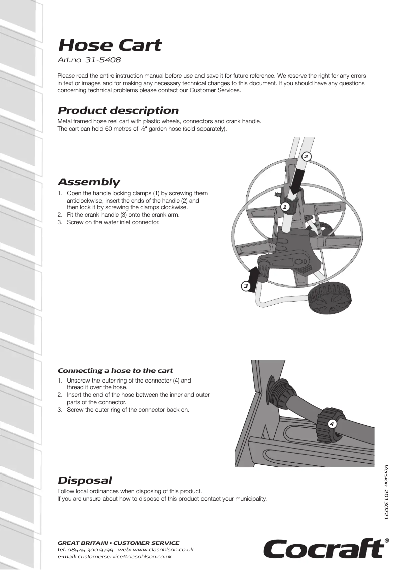 Page n°1 - Manuel utilisateur Cocraft 31-5408
