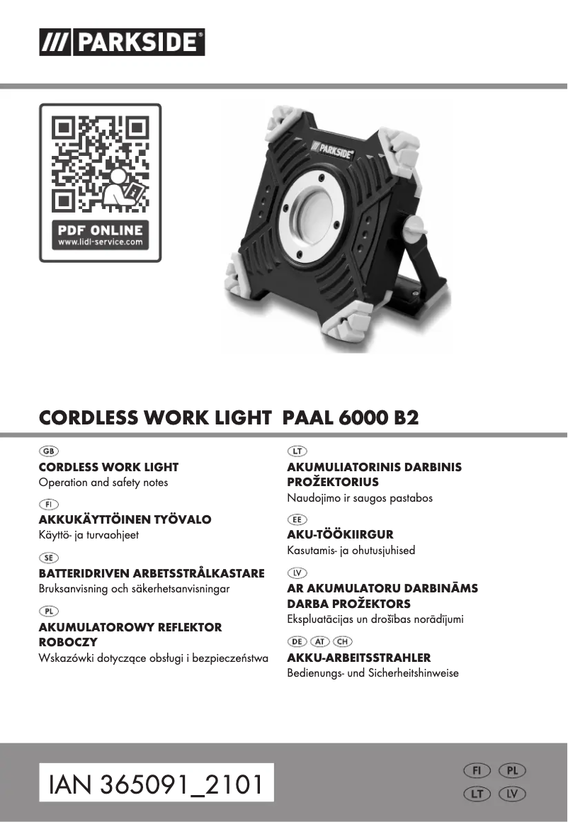 Page n°1 - Manuel utilisateur Parkside PAAL 6000 B2