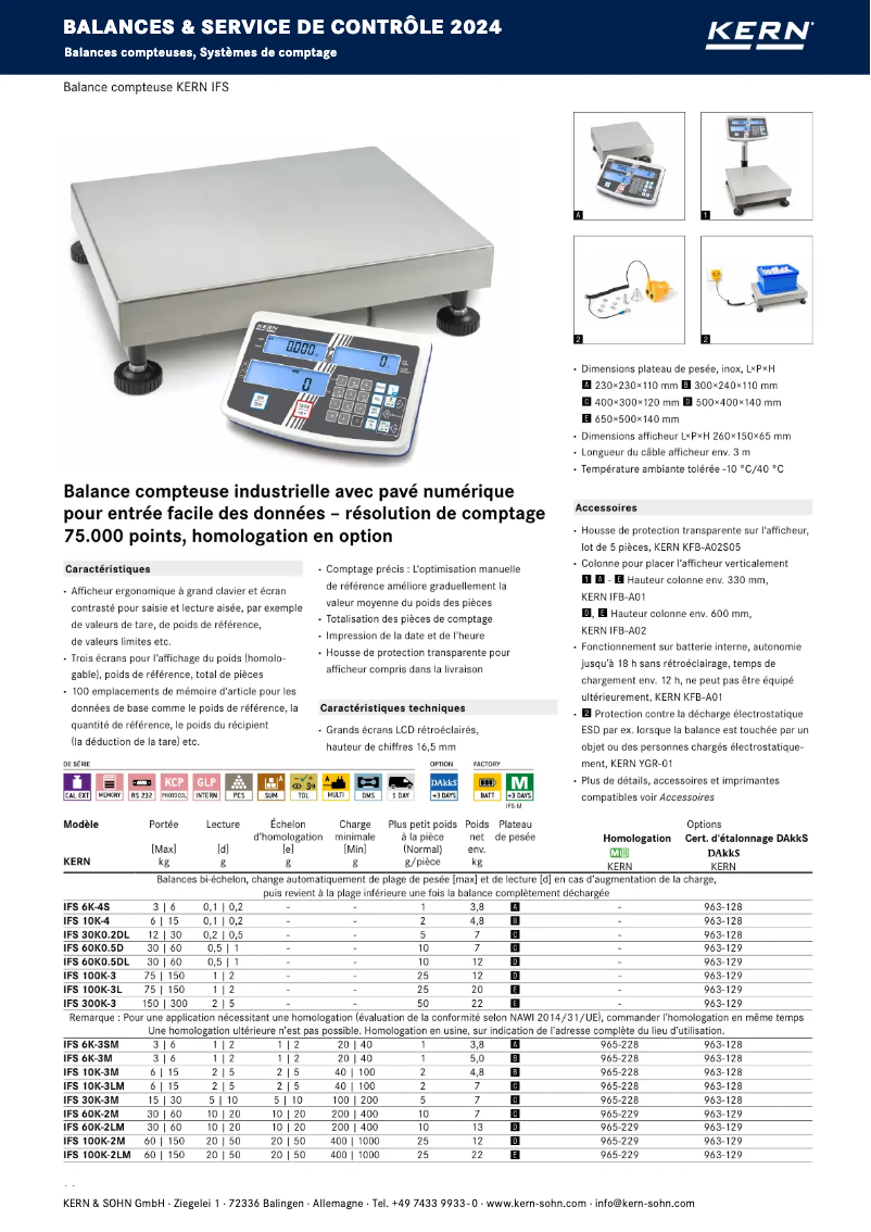 Page 1 de la notice Brochure Kern IFS 100K-2LM