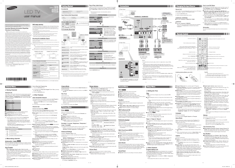 Image de la première page du manuel de l'appareil UN32EH4003