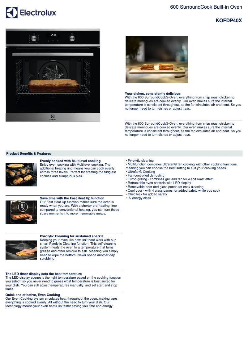 Page n°1 - Fiche technique Electrolux KOFDP40X
