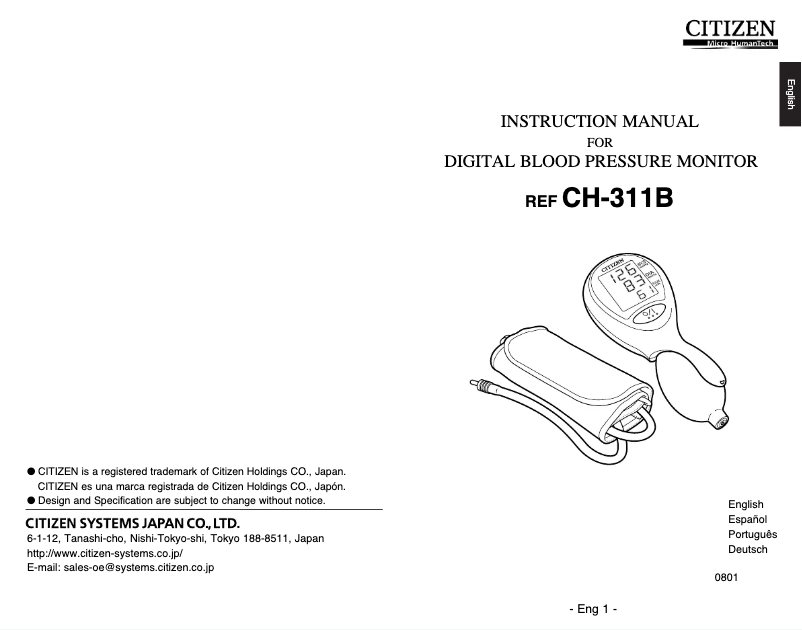Page n°1 - Manuel utilisateur Citizen CH-311B