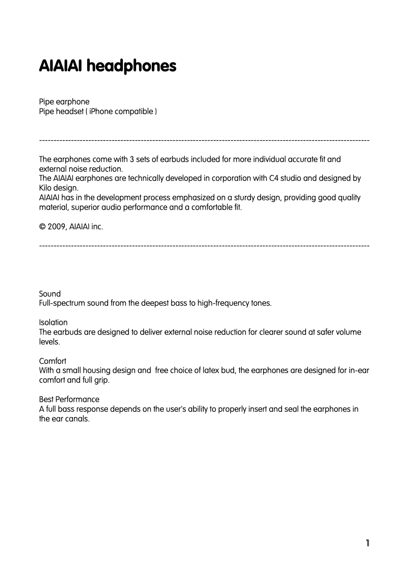 Page 1 de la notice Manuel utilisateur AIAIAI Pipe