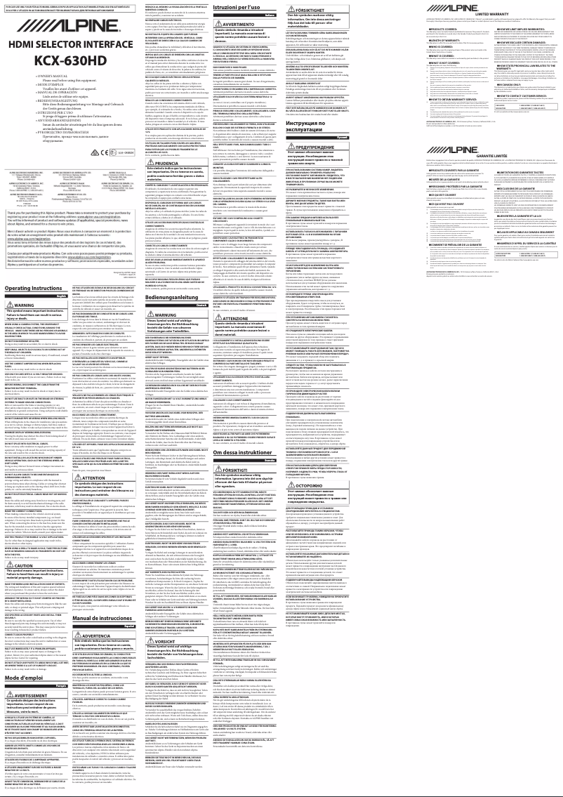 Page n°1 - Manuel utilisateur Alpine KCX-630HD