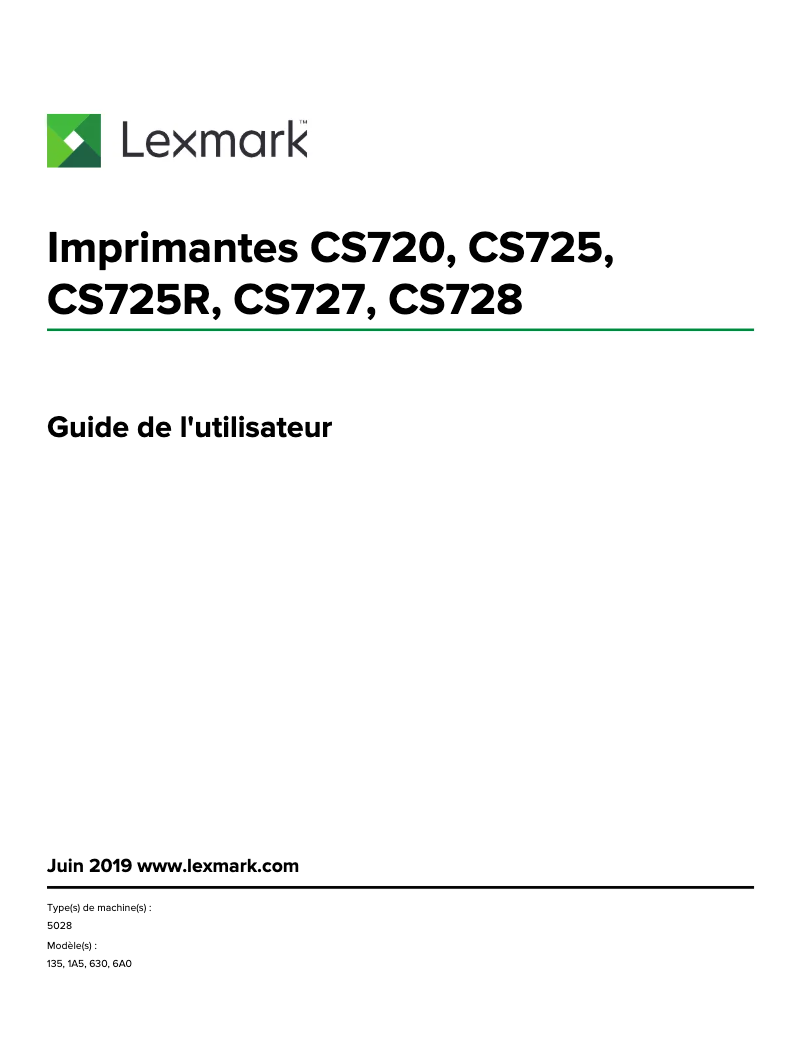 Page 1 de la notice Manuel utilisateur Lexmark CS727