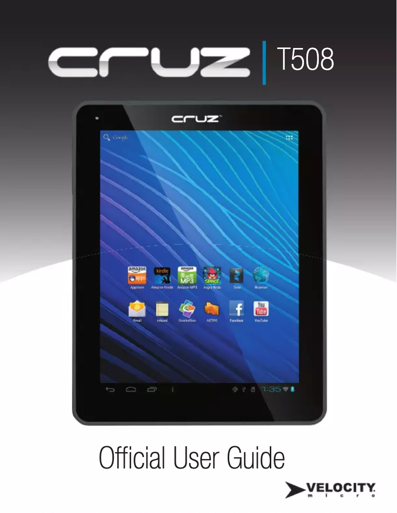 Page n°1 - Manuel utilisateur Velocity Micro Cruz Tablet T508