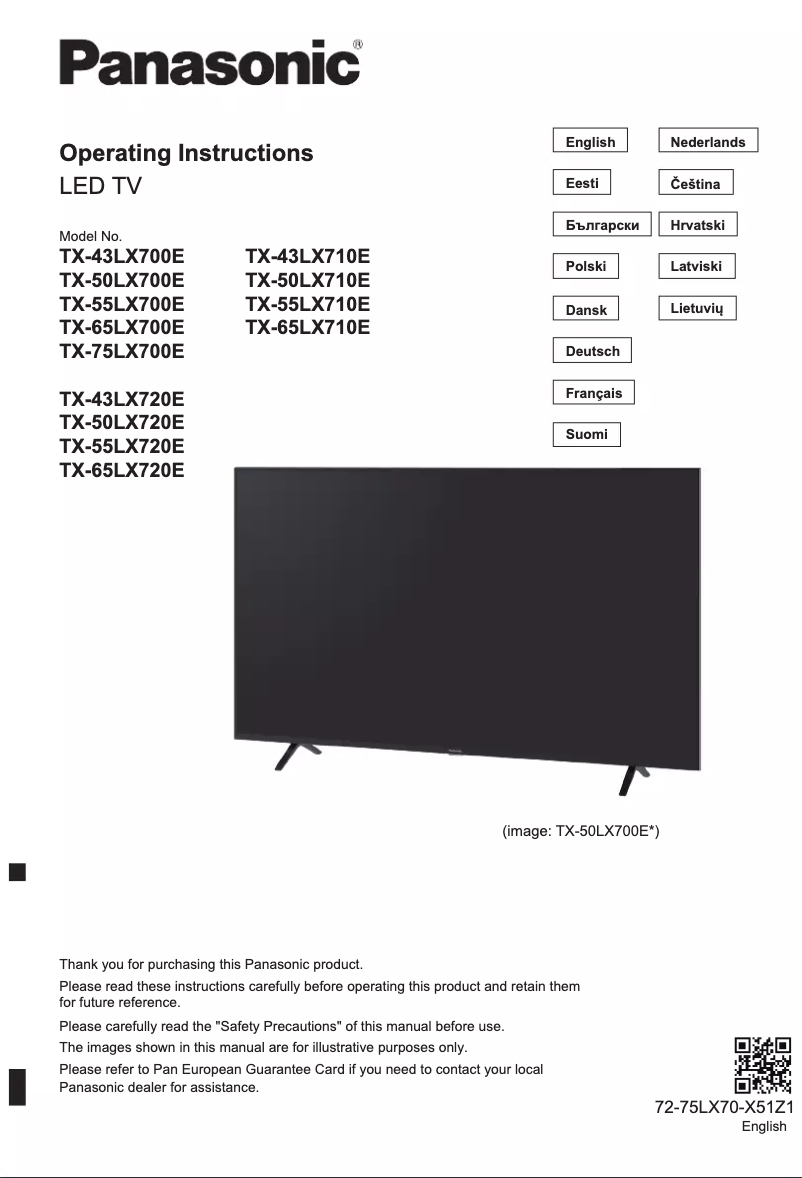 Page 1 de la notice Manuel utilisateur Panasonic TX-43LX700E