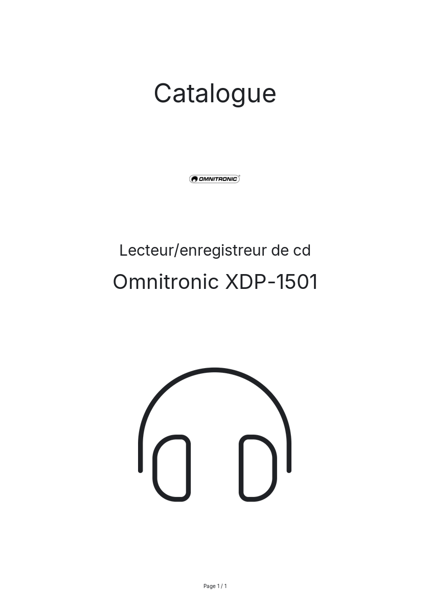 Page n°1 - Catalogue Omnitronic XDP-1501