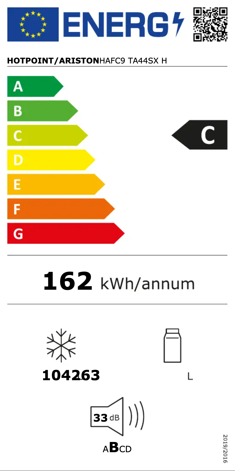 Page n°1 - Label énergétique Hotpoint HAFC9 TA44SX H