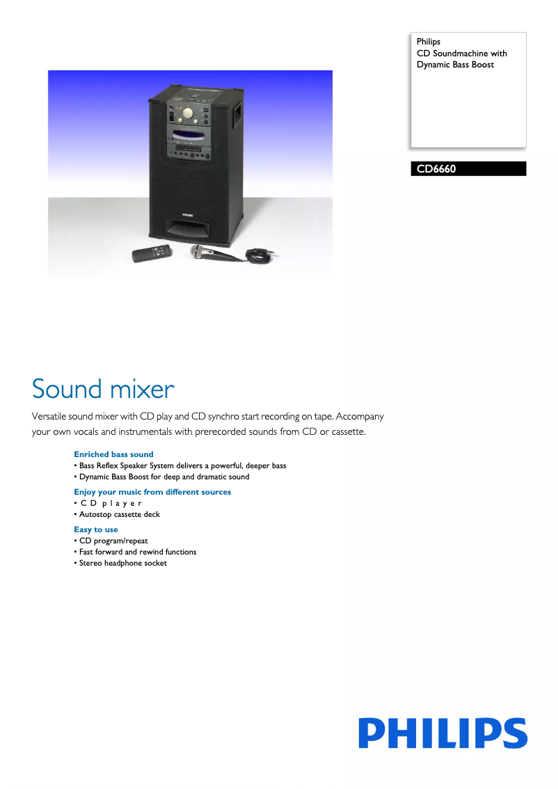 Page 1 de la notice Fiche technique Philips CD6660