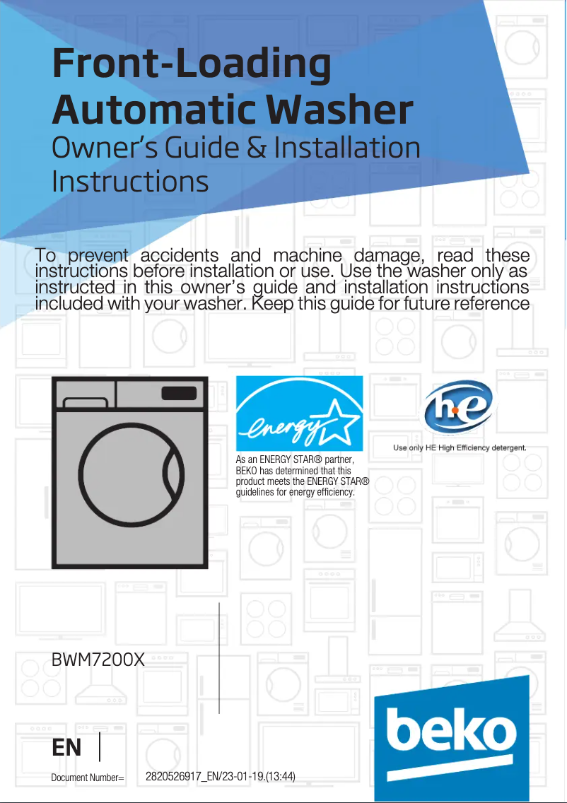 Page 1 de la notice Manuel utilisateur Beko BEWADREC02