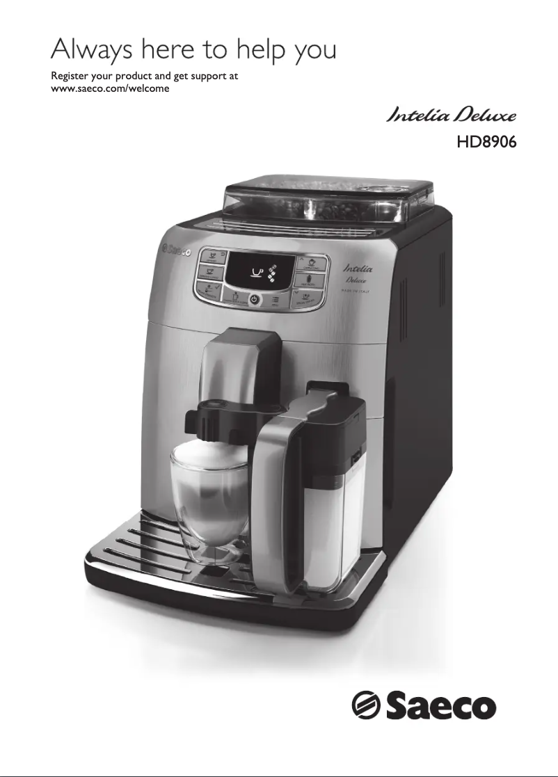 Image de la première page du manuel de l'appareil Saeco Intelia Deluxe HD8906