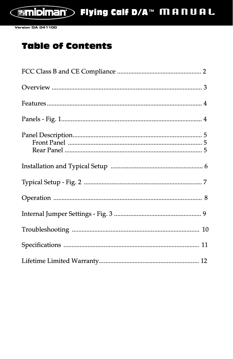 Page 1 de la notice Manuel utilisateur M-Audio Flying Calf