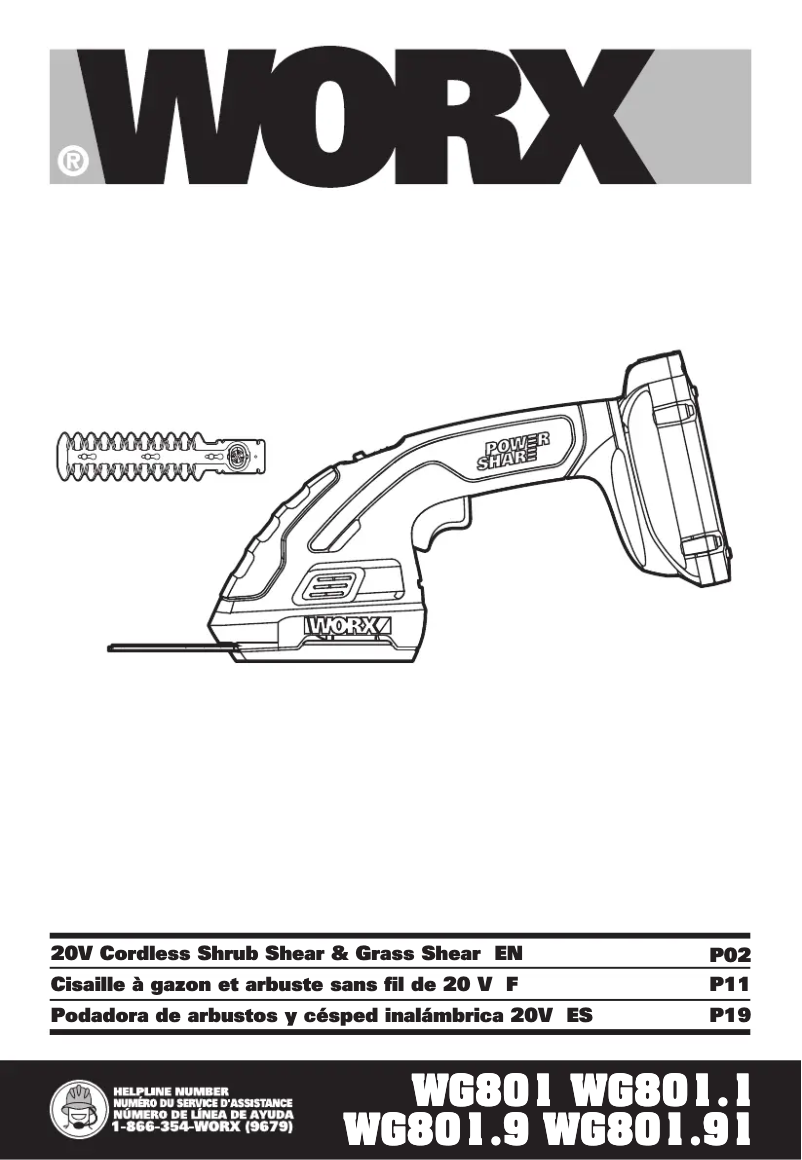 Page 1 de la notice Manuel utilisateur Worx WG801.1
