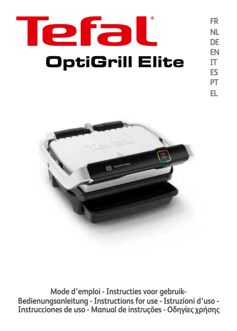 Page 1 de la notice Manuel utilisateur Tefal OptiGrill Elite GC750