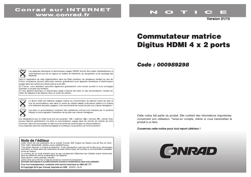 Image de la première page du manuel de l'appareil DS-48300