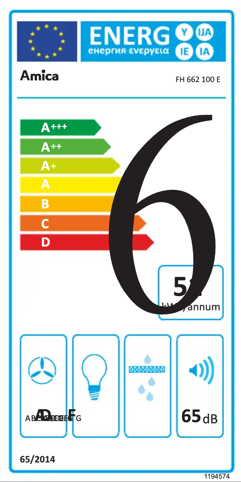 Page n°1 - Label énergétique Amica FH 662 100 E