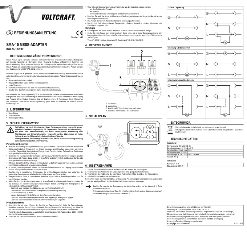 Page n°1 - Manuel utilisateur Voltcraft SMA-10