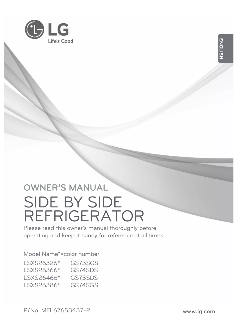 Page 1 de la notice Manuel utilisateur LG LSXS26386