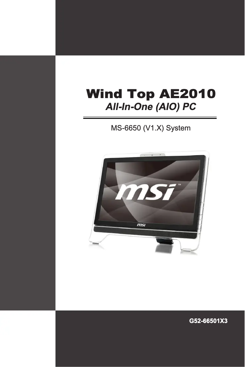 Page n°1 - Manuel utilisateur MSI Wind Top AE2010
