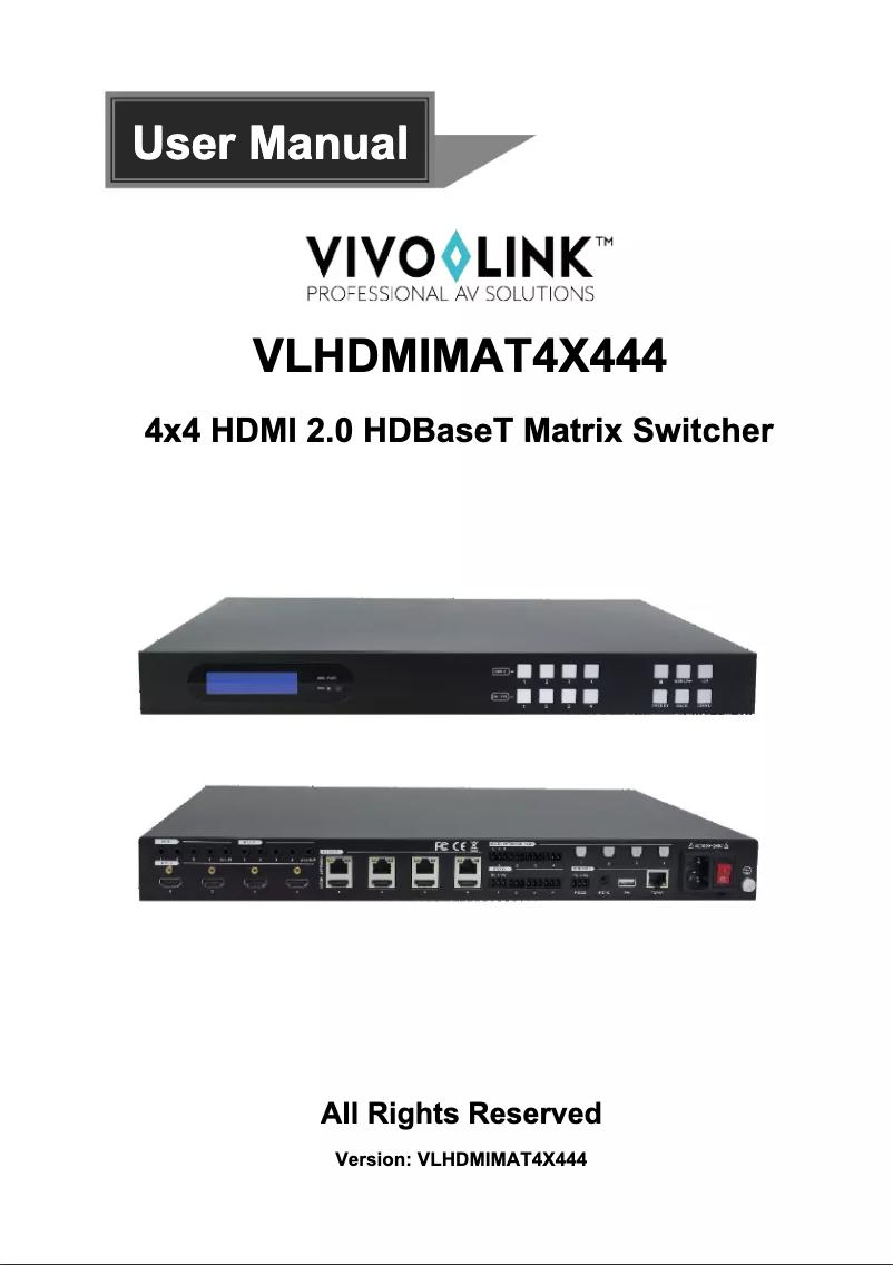 Page n°1 - Manuel utilisateur Vivolink VLHDMIMAT4X444