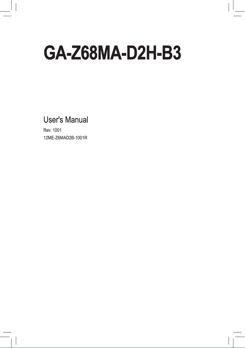 Page n°1 - Manuel utilisateur Gigabyte GA-Z68MA-D2H-B3