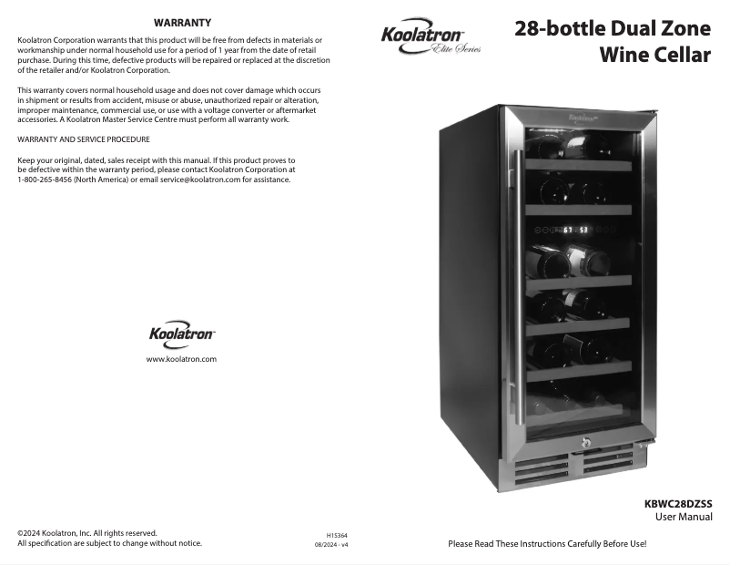 Página 1 del manual Manual de usuario Koolatron KBWC28DZSS