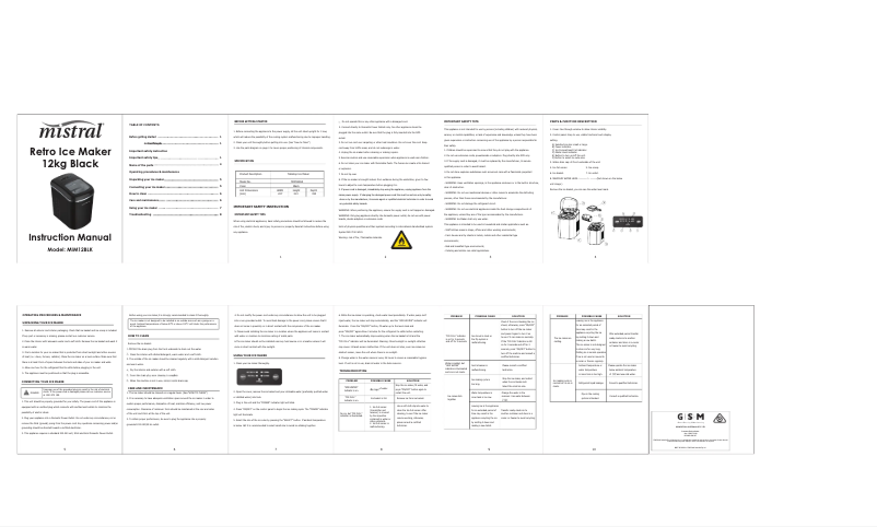 Image de la première page du manuel de l'appareil MIM12BLK